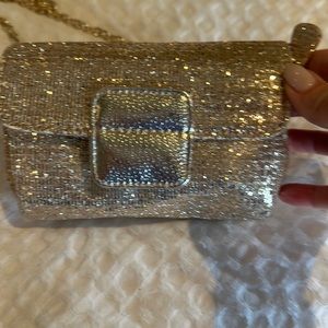 Gold Glitter Cocktail Bagwith removable gold straps, NWOT.
